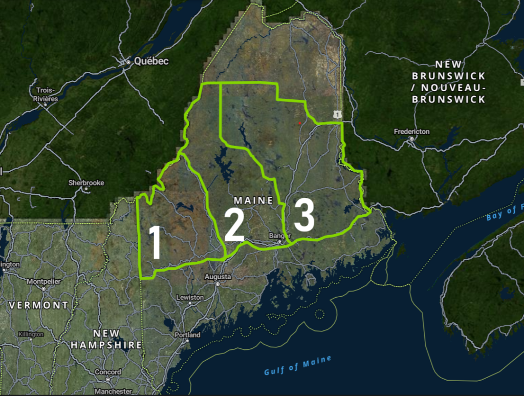 Map of Maine fishing regions
